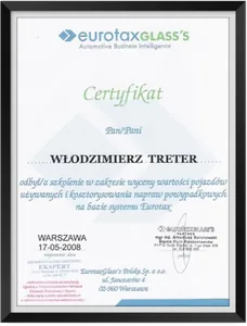 Zertifikat Eurotax – Bewertung von Gebrauchtfahrzeugen und Reparaturkalkulation, 2008