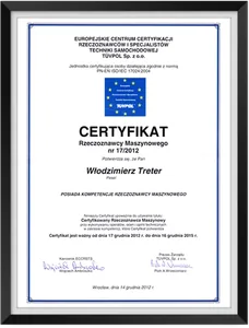 Zertifikat TÜVPOL – Maschinensachverständiger Nr. 17/2012, 2012