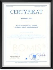 Zertifikat BOMIS – Bewertung von Maschinen und Anlagen, 2013